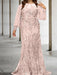 Light Pink plus size sequin damask mother of the bride mermaid gown