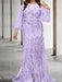 Lilac plus size sequin damask mother of the bride mermaid gown