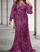 Orchid plus size sequin damask mother of the bride mermaid gown