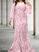 Pink plus size sequin damask mother of the bride mermaid gown