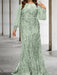Sage plus size sequin damask mother of the bride mermaid gown