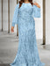 Sky Blue plus size sequin damask mother of the bride mermaid gown