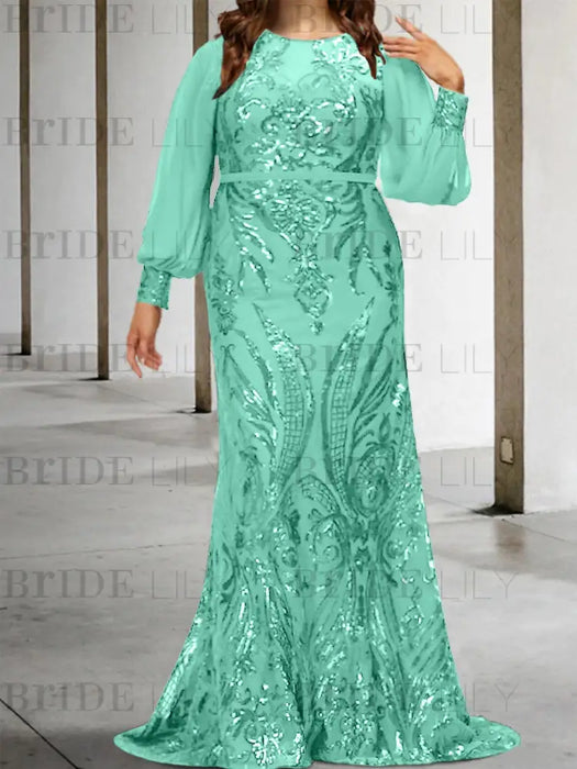 Spa plus size sequin damask mother of the bride mermaid gown