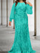 Turquoise plus size sequin damask mother of the bride mermaid gown