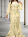 Yellow plus size sequin damask mother of the bride mermaid gown