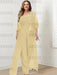 Plus size champagne lace bodice jumpsuit with a cape jacket