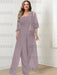 Dusk plus size lace bodice mother of the bride jumpsuit with cape jacket
