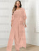 Dusty Rose plus size lace bodice mother of the bride jumpsuit with cape jacket