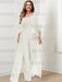 Ivory plus size lace bodice mother of the bride jumpsuit with cape jacket