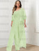 Plus size light green lace bodice jumpsuit with a cape jacket