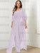 Lilac plus size lace bodice mother of the bride jumpsuit with cape jacket