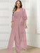 Mauve plus size lace bodice mother of the bride jumpsuit with cape jacket
