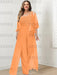 Orange plus size lace bodice mother of the bride jumpsuit with cape jacket