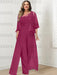 Orchid plus size lace bodice mother of the bride jumpsuit with cape jacket