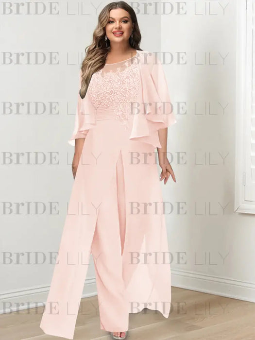 Petal plus size lace bodice mother of the bride jumpsuit with cape jacket