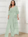 Sage plus size lace bodice mother of the bride jumpsuit with cape jacket