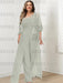 Silver plus size lace bodice mother of the bride jumpsuit with cape jacket