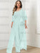Sky Blue plus size lace bodice mother of the bride jumpsuit with cape jacket