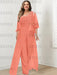 Watermelon plus size lace bodice mother of the bride jumpsuit with cape jacket