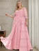 Candy Pink plus size sequin lace mother of the bride gown with draped sash