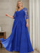 Dark Royal Blue plus size sequin lace mother of the bride gown with draped sash