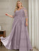 Plus size dusty mauve sequin lace gown with a draped chiffon sash