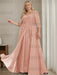 Dusty Rose plus size sequin lace mother of the bride gown with draped sash