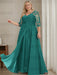 Emerald Green plus size sequin lace mother of the bride gown with draped sash