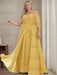 Gold plus size sequin lace mother of the bride gown with draped sash