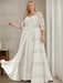 Plus size ivory sequin lace gown with a draped chiffon sash