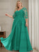 Jade plus size sequin lace mother of the bride gown with draped sash