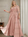 Mauve plus size sequin lace mother of the bride gown with draped sash