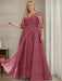 Mulberry plus size sequin lace mother of the bride gown with draped sash