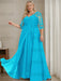 Ocean Blue plus size sequin lace mother of the bride gown with draped sash