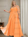 Orange plus size sequin lace mother of the bride gown with draped sash