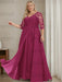 Orchid plus size sequin lace mother of the bride gown with draped sash