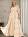 Pearl Pink plus size sequin lace mother of the bride gown with draped sash