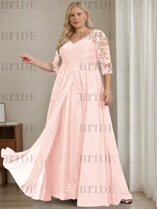 Petal plus size sequin lace mother of the bride gown with draped sash