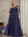 Regency plus size sequin lace mother of the bride gown with draped sash