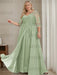 Sage plus size sequin lace mother of the bride gown with draped sash