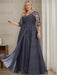 Stormy plus size sequin lace mother of the bride gown with draped sash