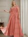 Watermelon plus size sequin lace mother of the bride gown with draped sash