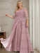 Wisteria plus size sequin lace mother of the bride gown with draped sash
