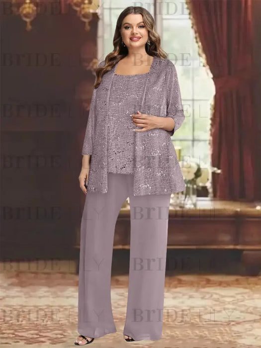 Dusk plus size sequin lace mother of the bride pantsuit with jacket