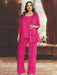 Fuchsia plus size sequin lace mother of the bride pantsuit with jacket