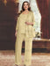 Plus size gold sequin lace pantsuit with an open jacket