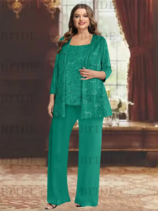 Jade plus size sequin lace mother of the bride pantsuit with jacket