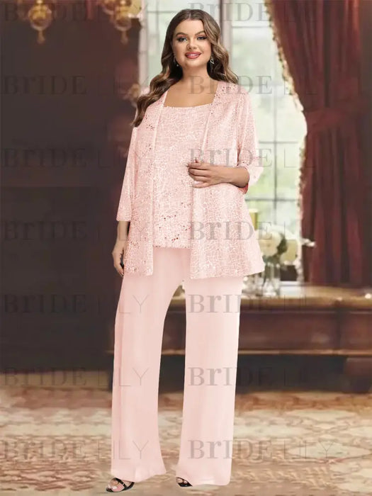 Petal plus size sequin lace mother of the bride pantsuit with jacket