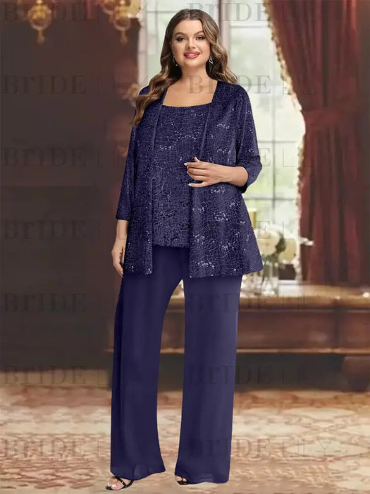 Regency plus size sequin lace mother of the bride pantsuit with jacket