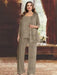 Taupe plus size sequin lace mother of the bride pantsuit with jacket